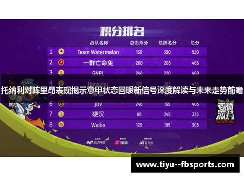 托纳利对阵里昂表现揭示意甲状态回暖新信号深度解读与未来走势前瞻